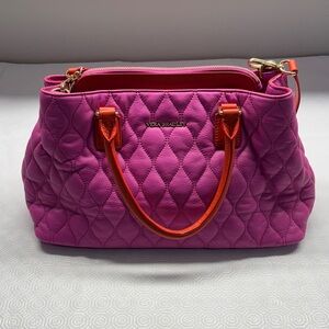 Vera Bradley Emma Quilted Satchel Purse Pink/Orange
